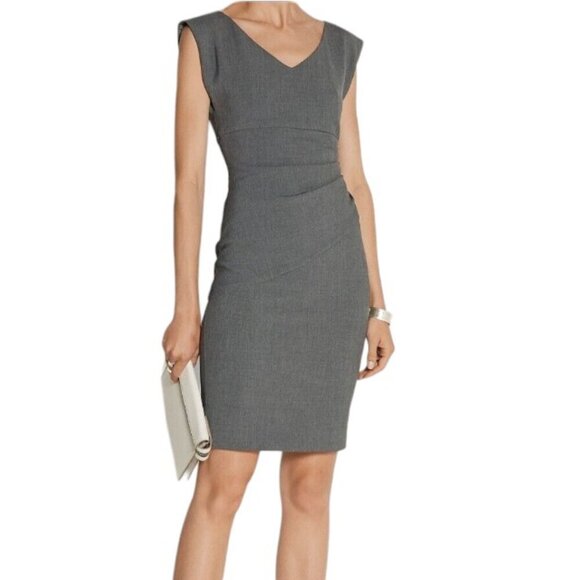 Diane Von Furstenberg  Bevin Ruched Stretch Jersey Sheath Dress Size 10 Gray - Picture 6 of 12